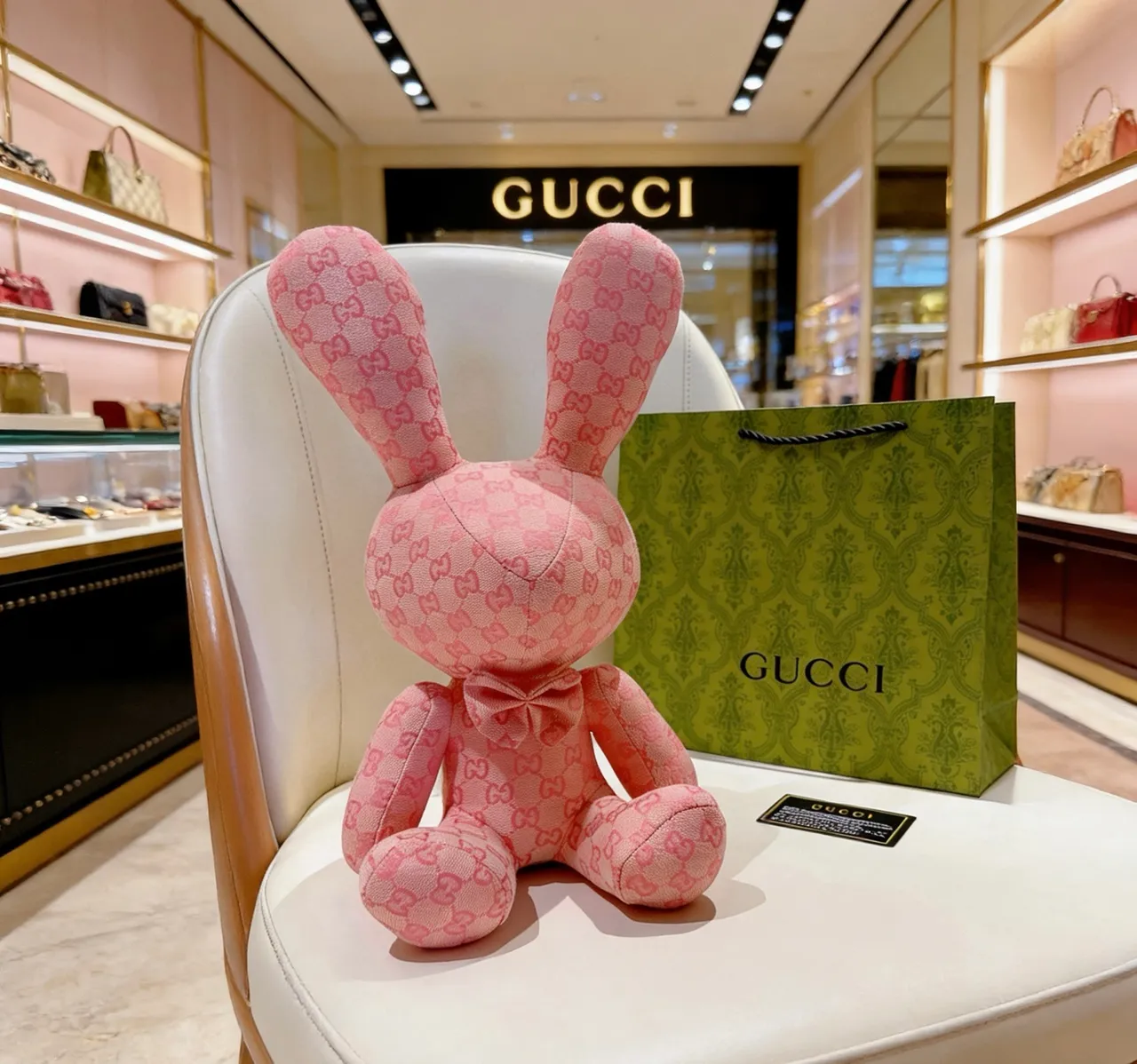Gucci Pink Plush Monogrammed Handbag