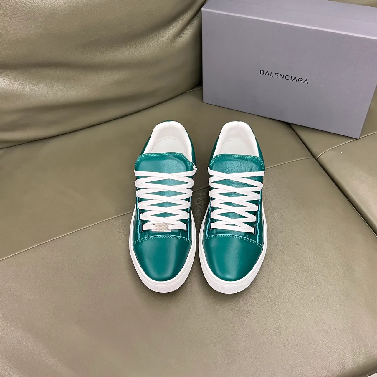 Balenciaga Le City Teal Green and White Lifestyle Sneakers