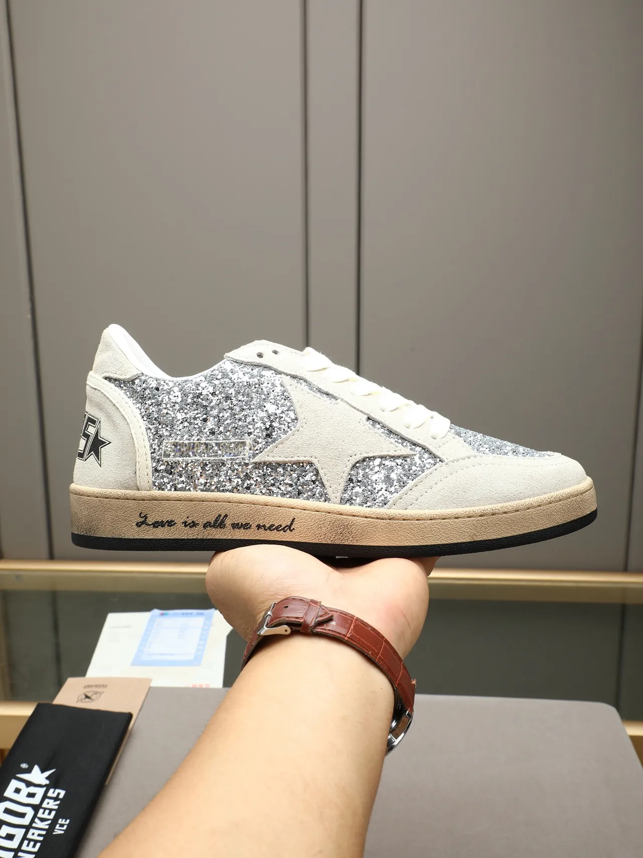 Golden Goose Super-Star Glitter Star Suede Lifestyle Sneakers