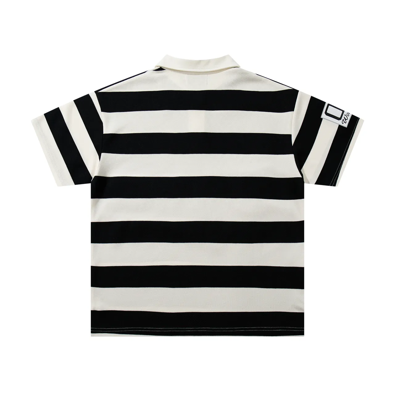 Majestik Athletic Team Striped Rhinestone Polo Shirt