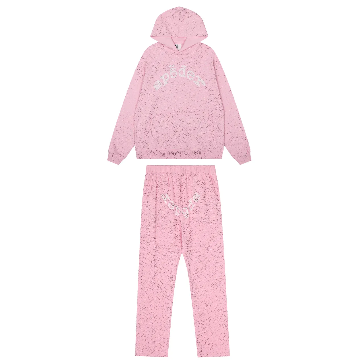 Sp5der Red Perforated Fabric Texture Arched Embroidered Logo Tracksuit
