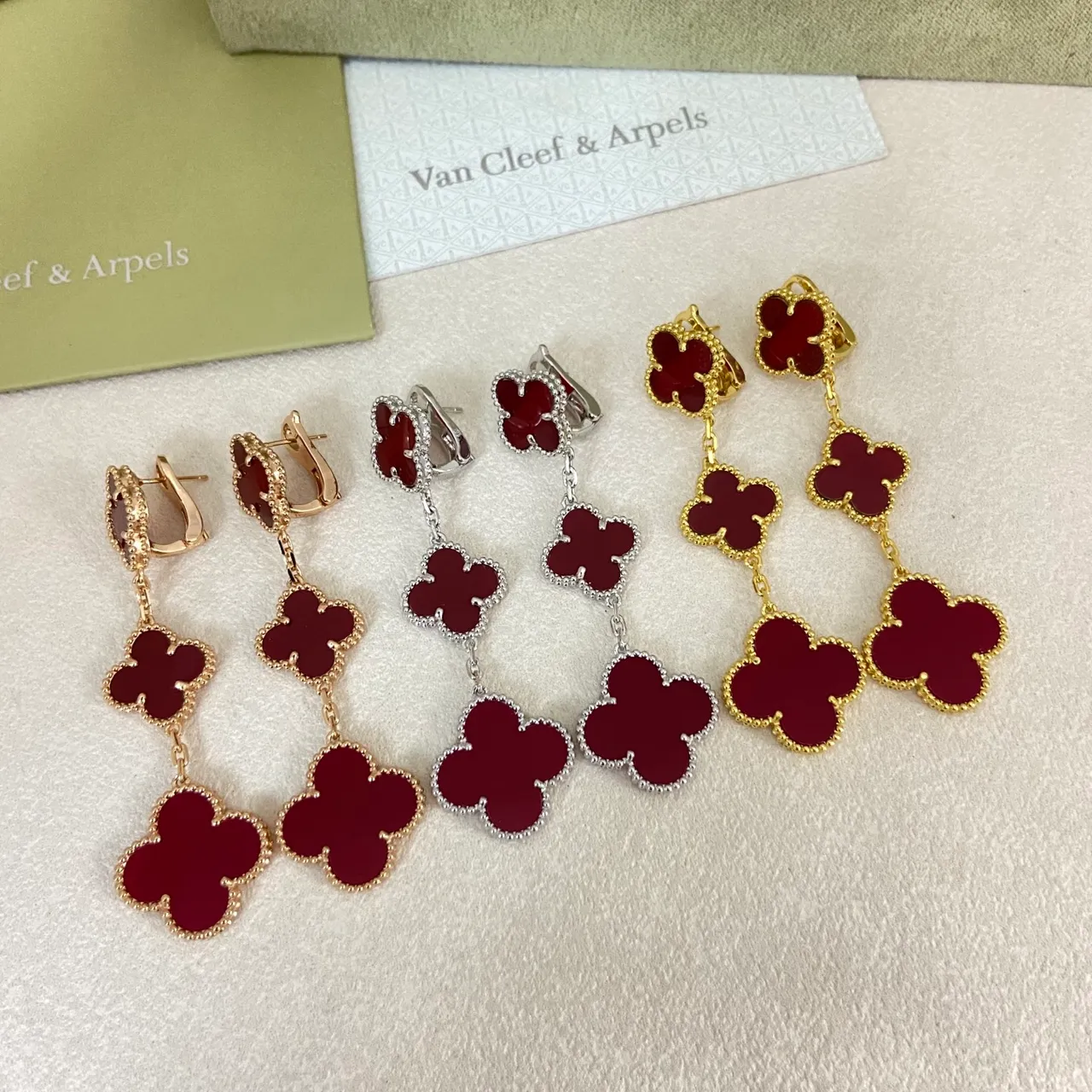 Van Cleef & Arpels Alhambra Four-Leaf Clover Dangling Earrings