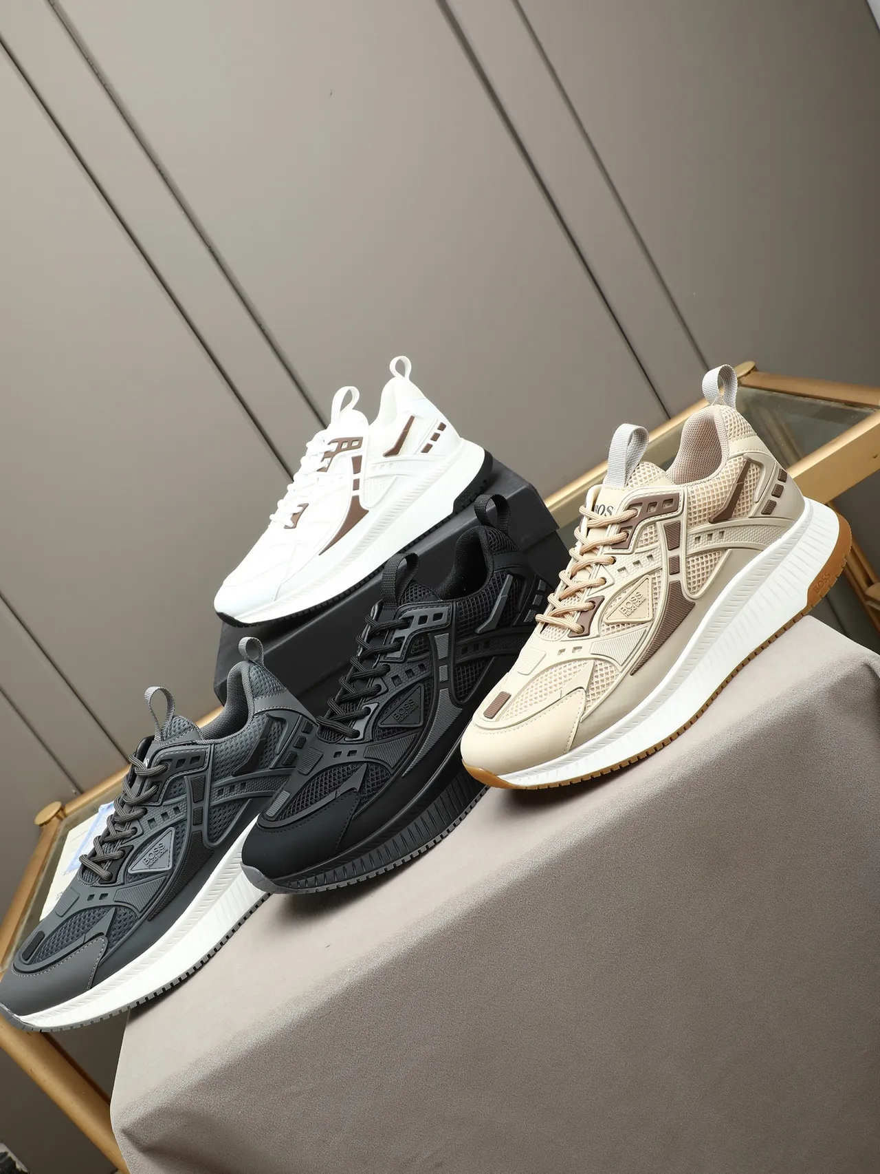 Hugo Boss Black Mesh and Synthetic Overlay Lifestyle Sneakers