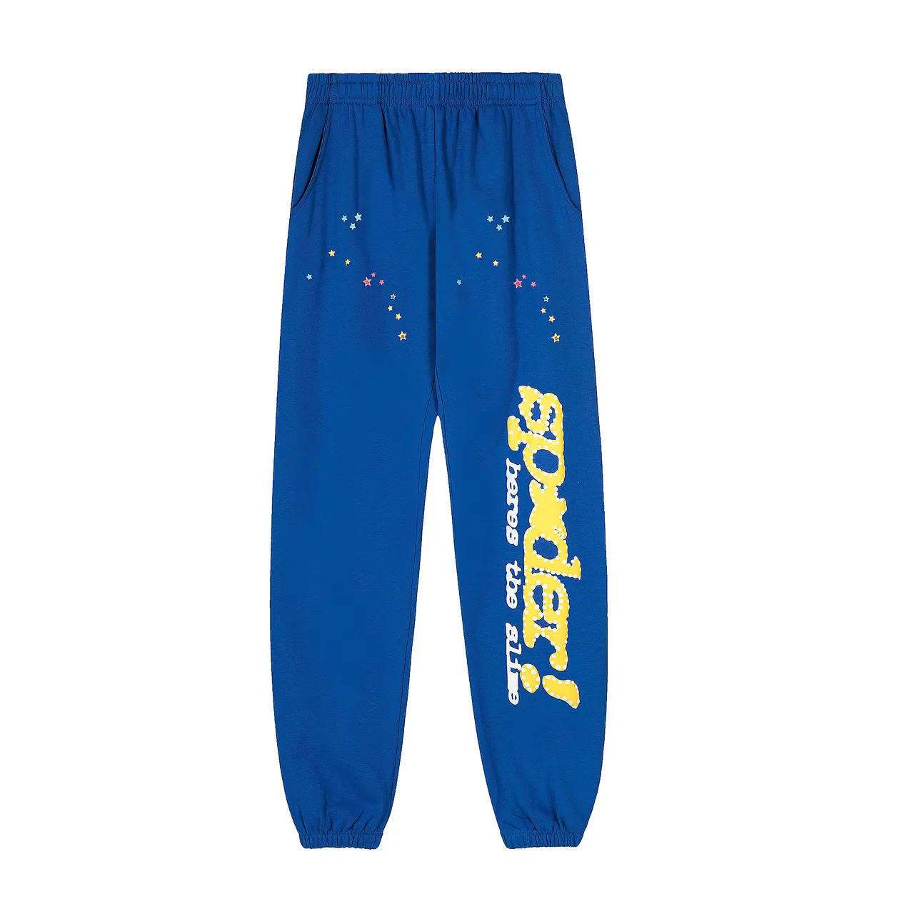 Sp5der Spider! Here's The Slime Blue Multicolor Oversized Fit Graphic-Print Tracksuit