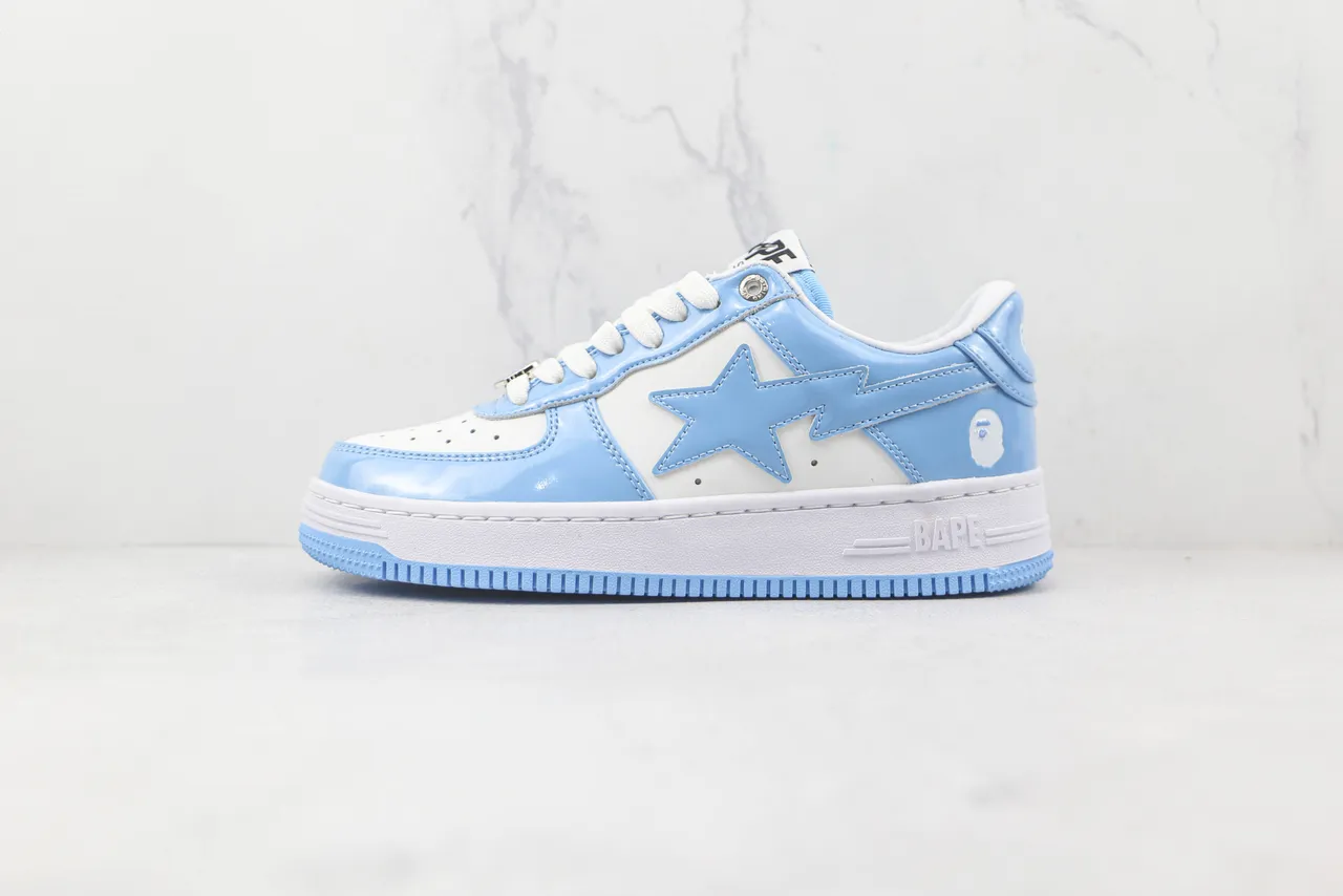 A Bathing Ape BAPE STA Light Blue Patent Leather Lifestyle Sneakers