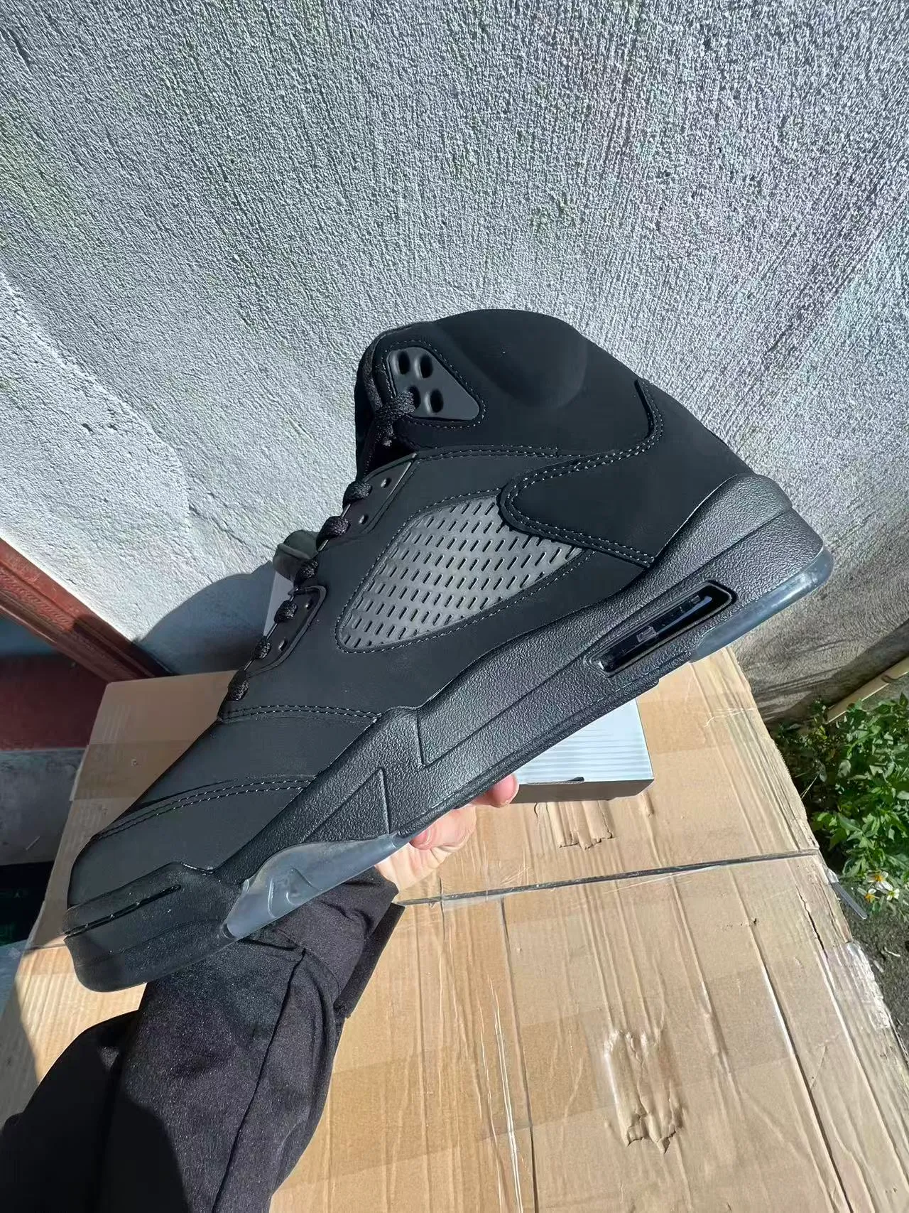 Air Jordan 5 Monochrome Black Basketball Shoes