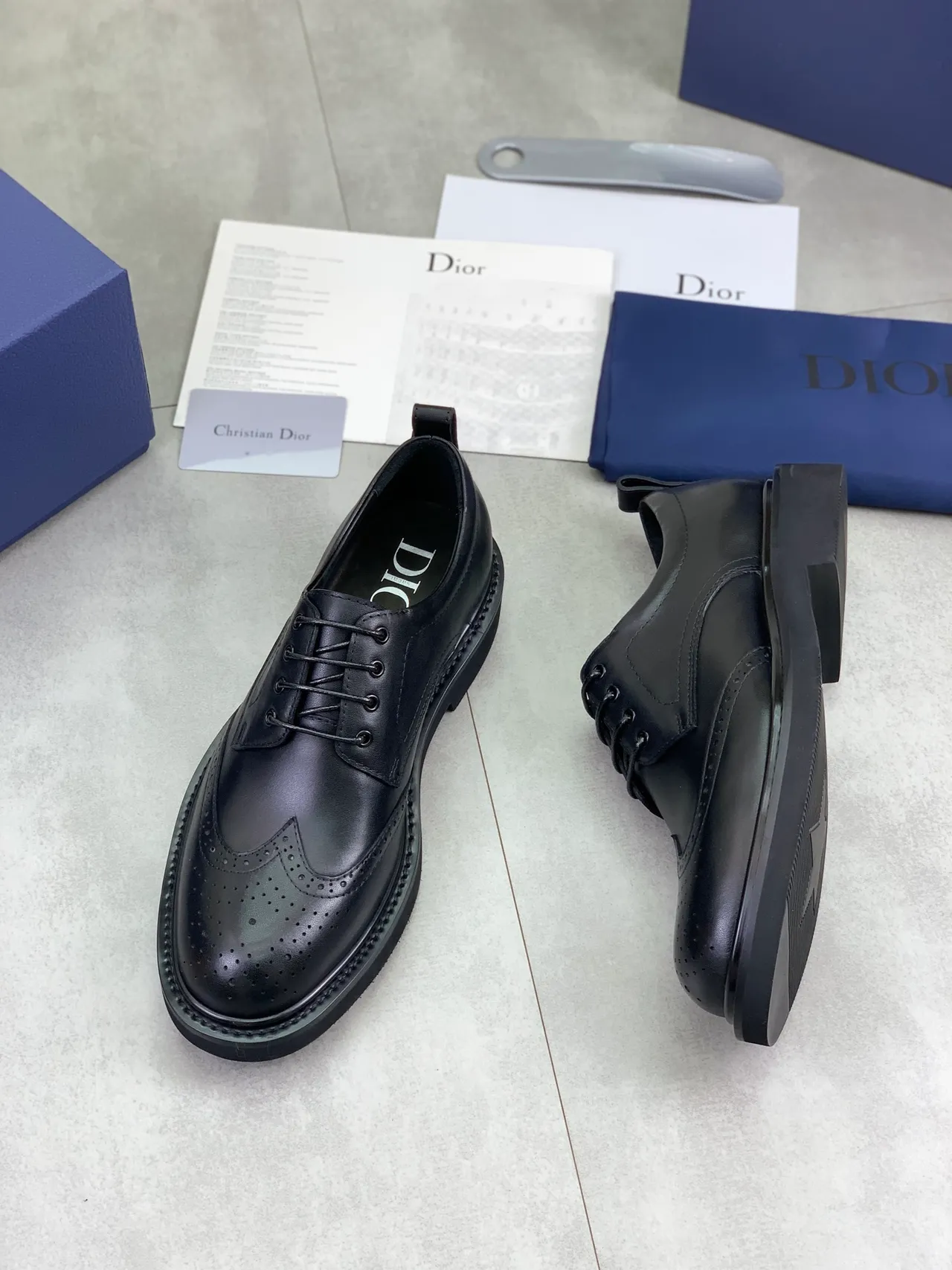 Dior Black Wingtip Full Perforation Brogue