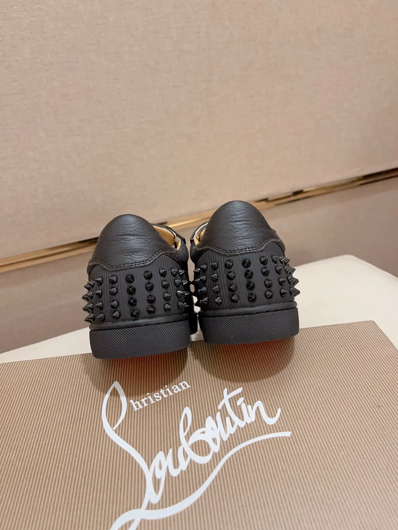 Christian Louboutin Spiked Glitter Low-Top Sneaker