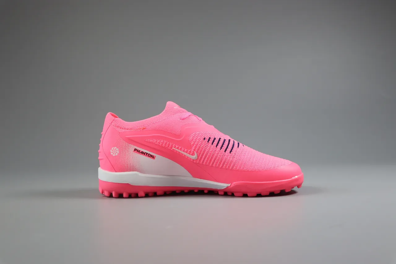 Nike Pink Green Low-Cut Synthetic Overlay Cage Artificial-Grass Soccer Shoes