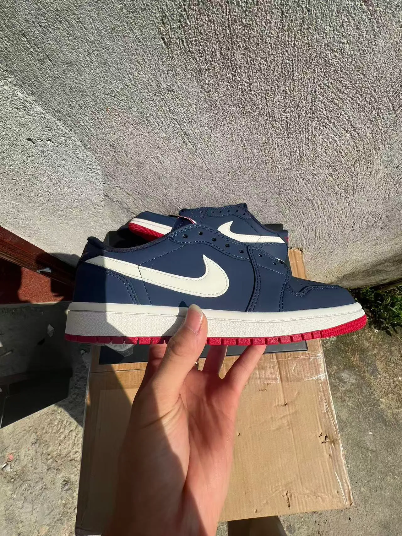 Nike Air Jordan 1 Low Navy White Red Lifestyle Sneakers