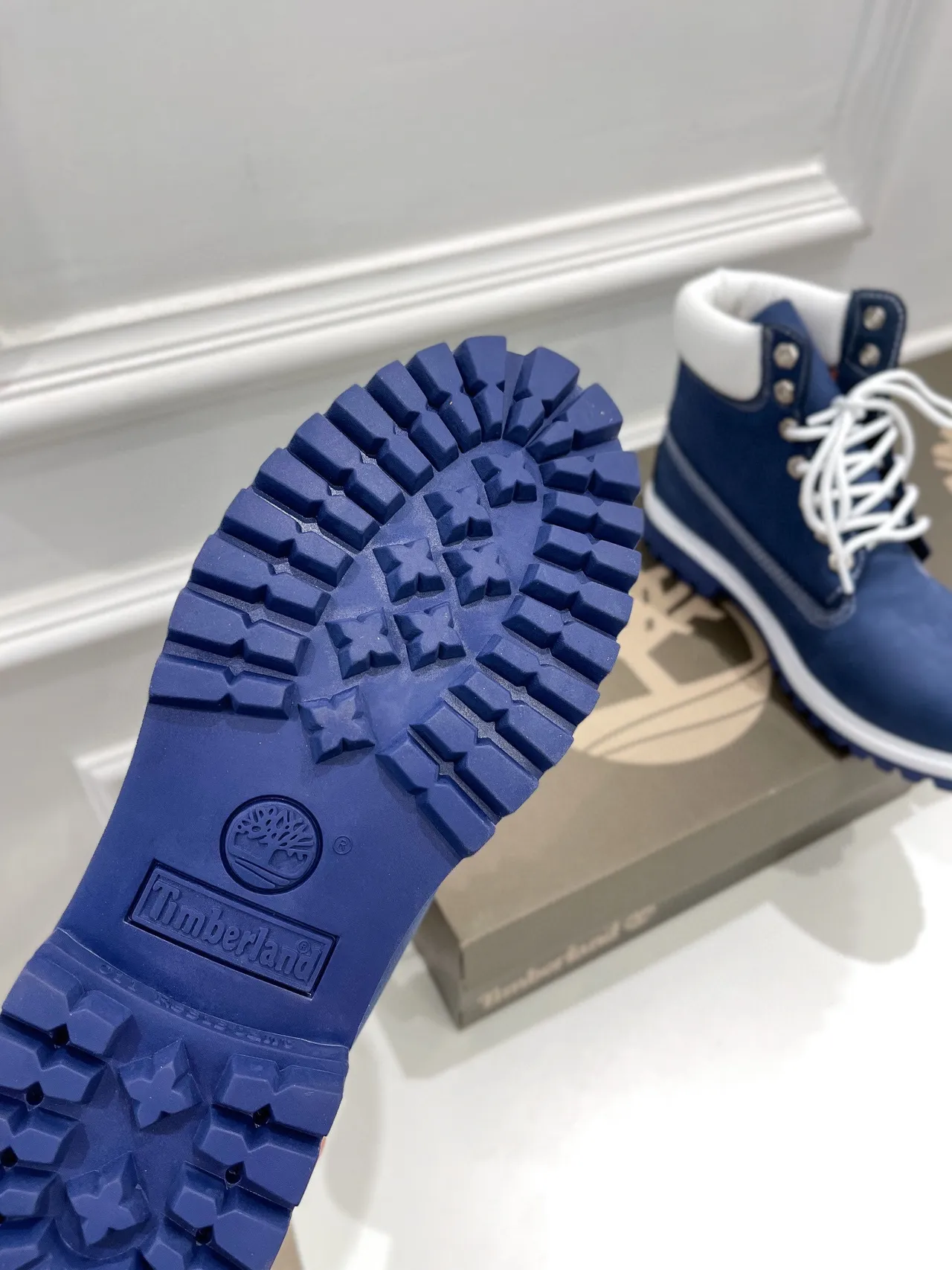 Timberland Premium 6-Inch Blue and White Work Boots