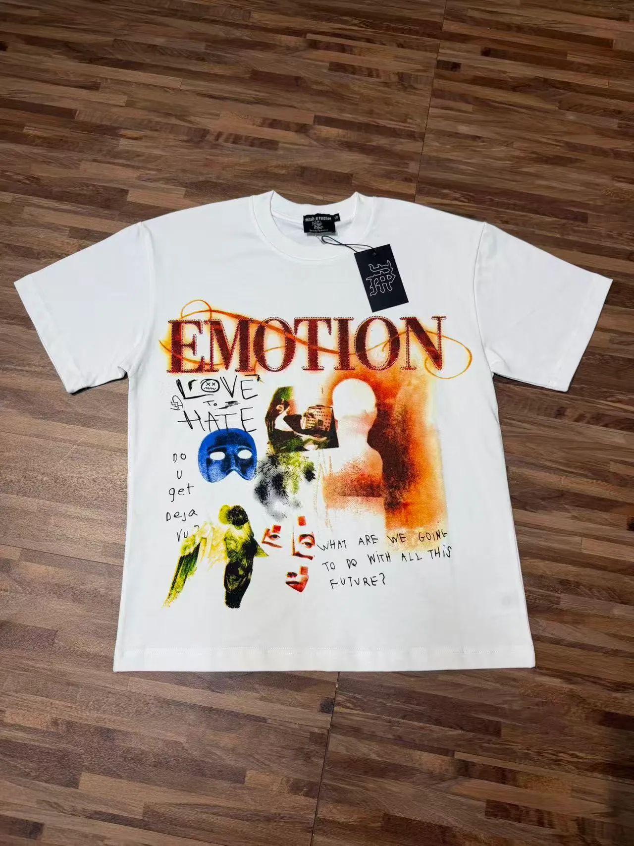 Mixed Emotion Emotion Graphic Print White T-Shirt