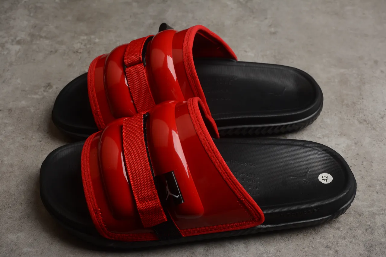 Air Jordan Hydro 7 Glossy Red Black Slippers