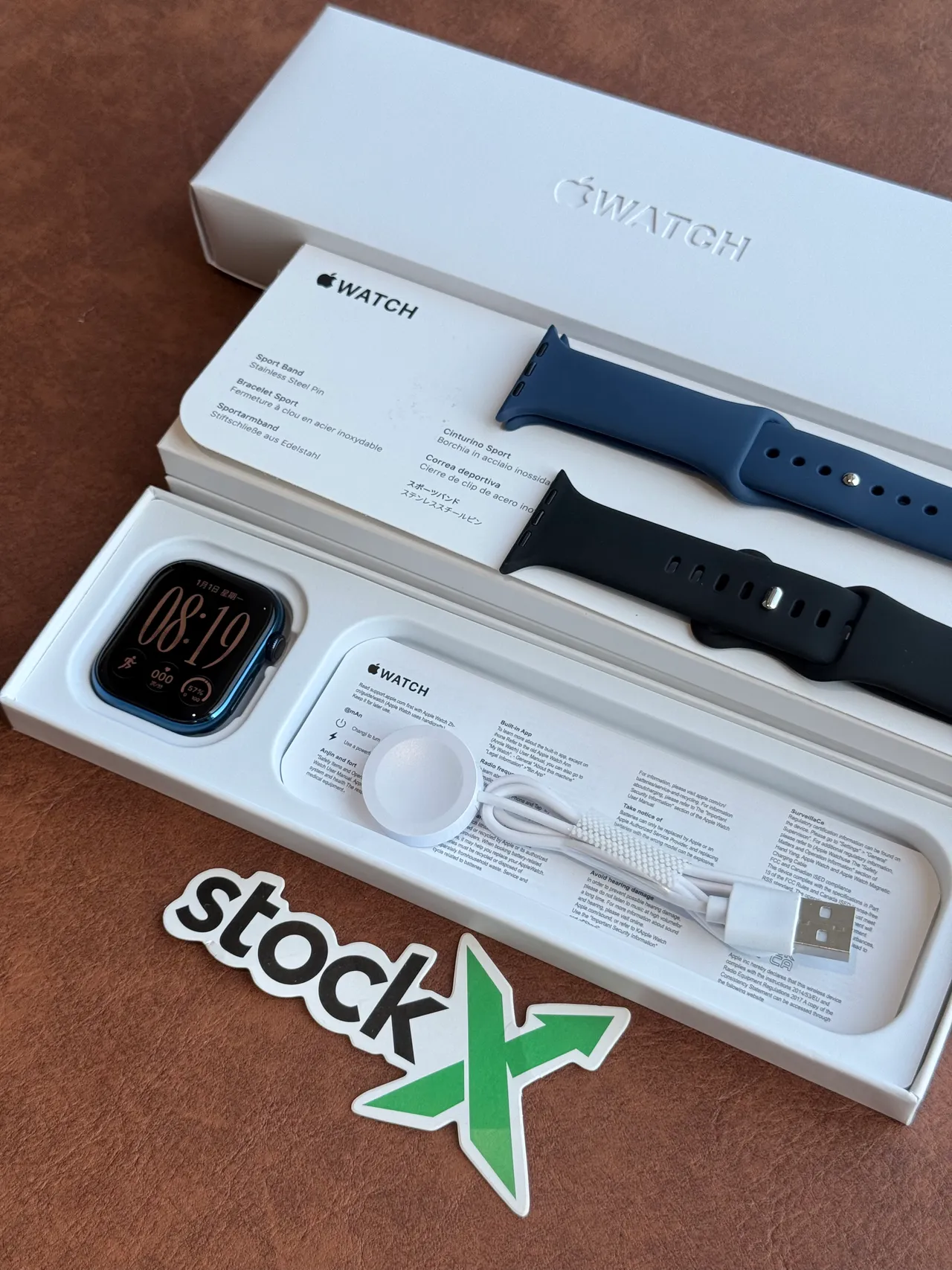 Apple Blue Black Square Case Flat Display Sports Watch