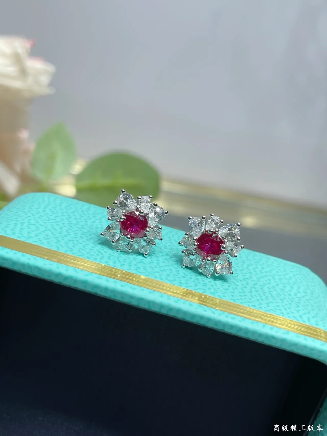 Tiffany & Co. Floral Cluster Ruby and Diamond Earrings
