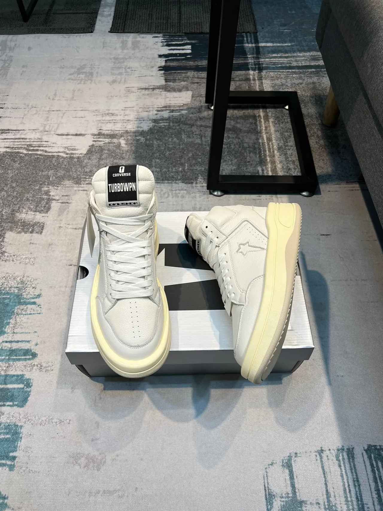Converse White Beige High-Top Leather Upper Lifestyle Sneakers