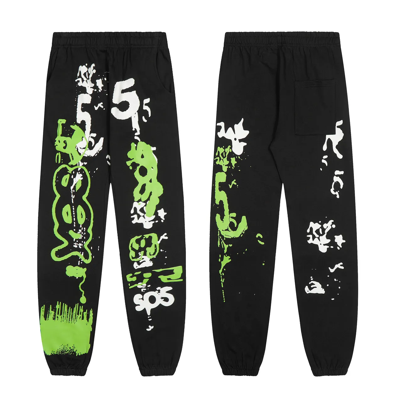 Black and Neon Green Graphic Print Tracksuit