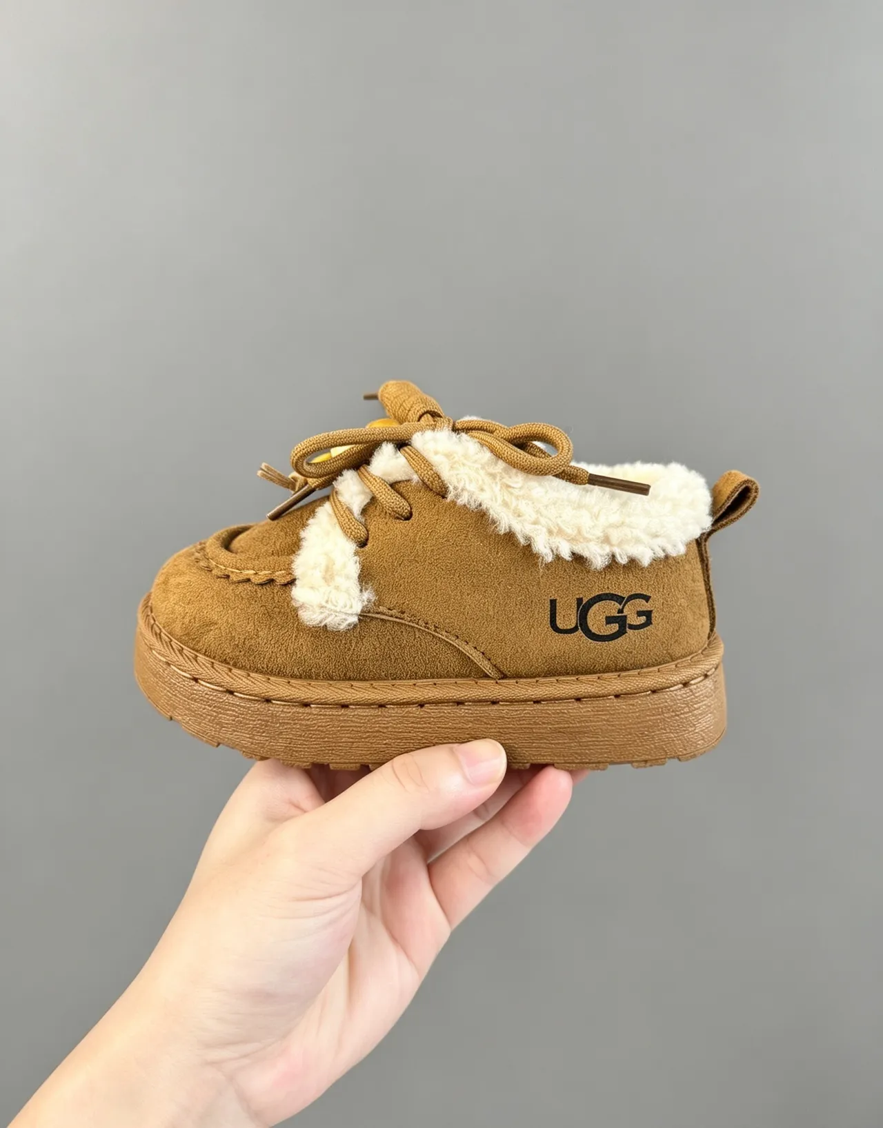 UGG Brown Beige Suede Upper Shearling Lining Snow Boots