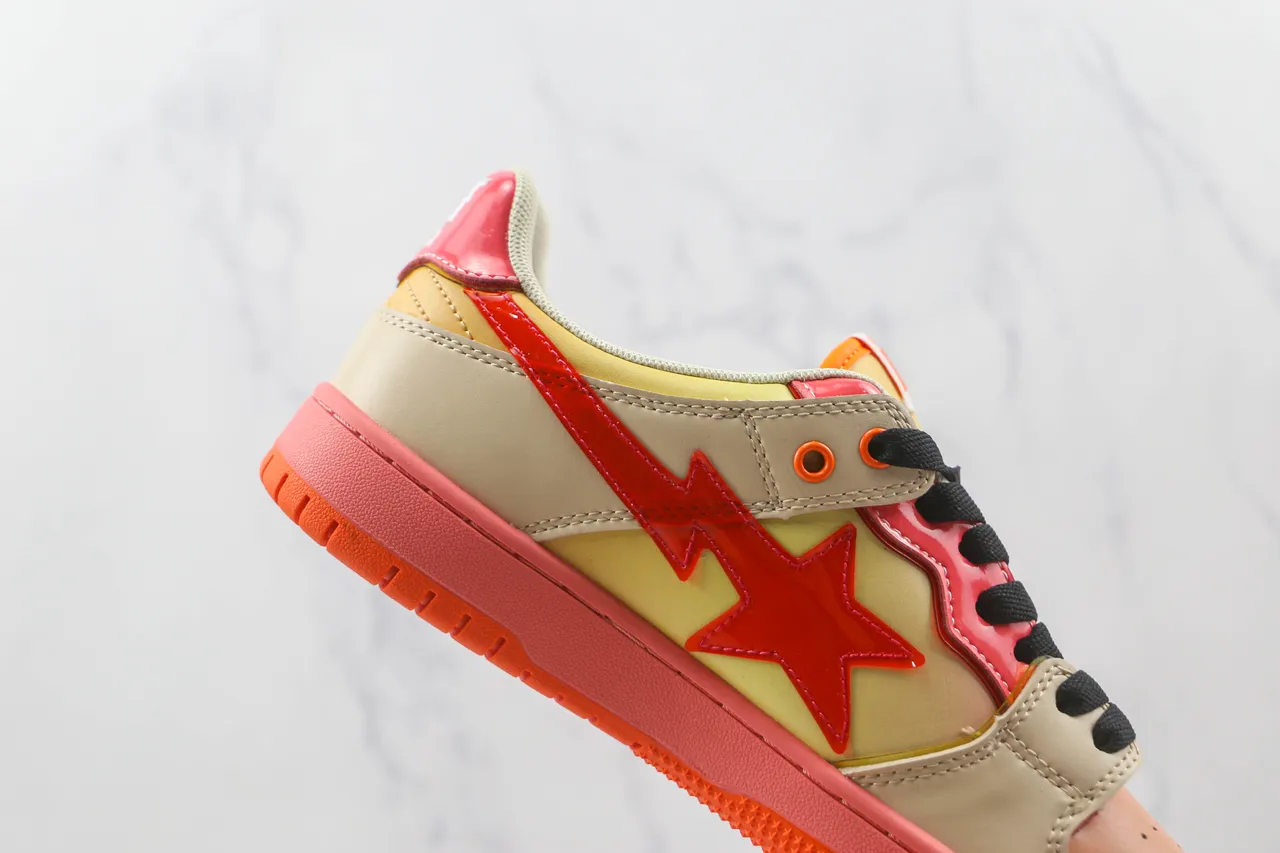 A Bathing Ape BAPE STA Star Lightning Beige Pink Orange Lifestyle Sneakers