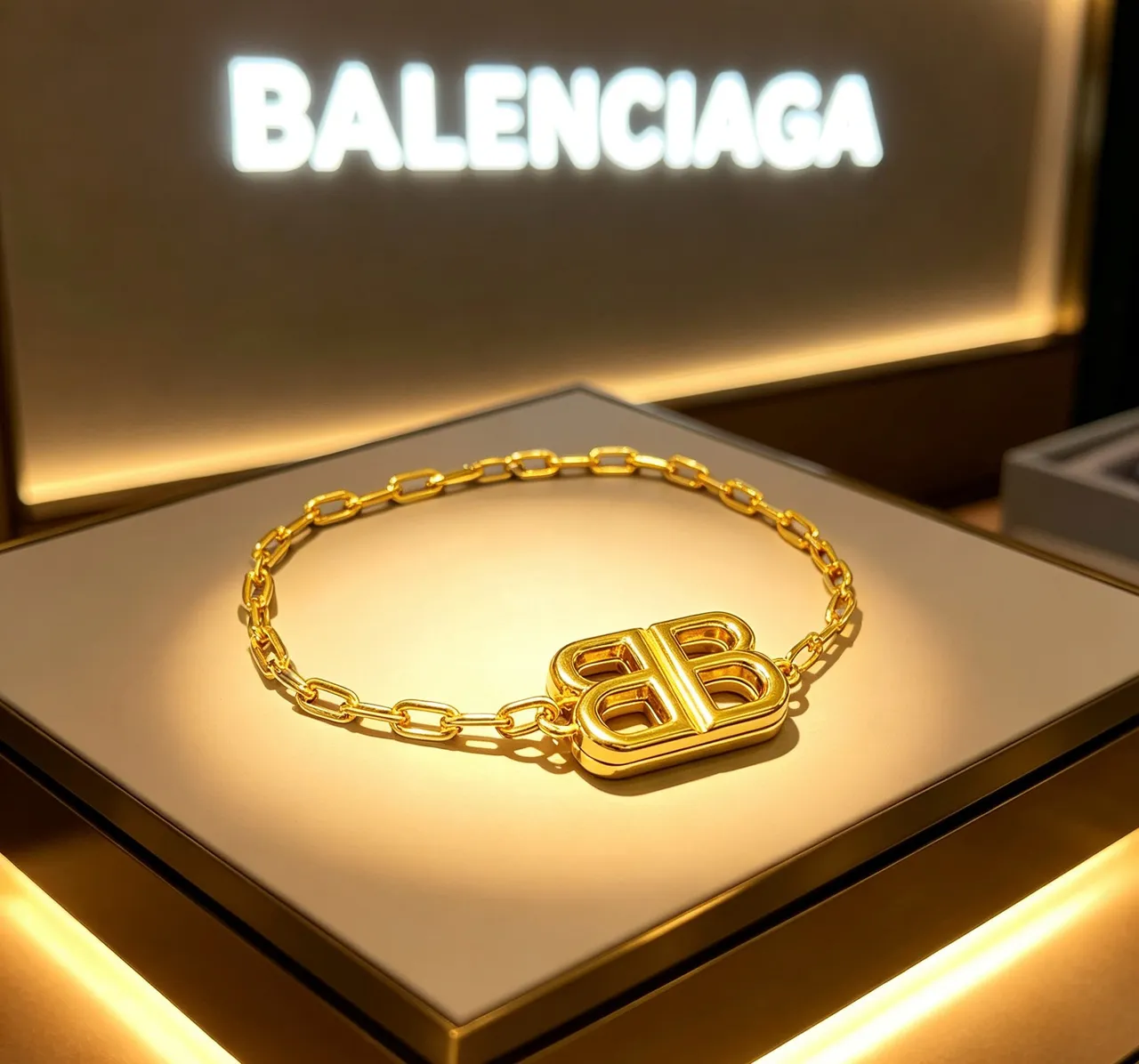 Balenciaga BB Chain Bracelet Gold Tone Bracelet