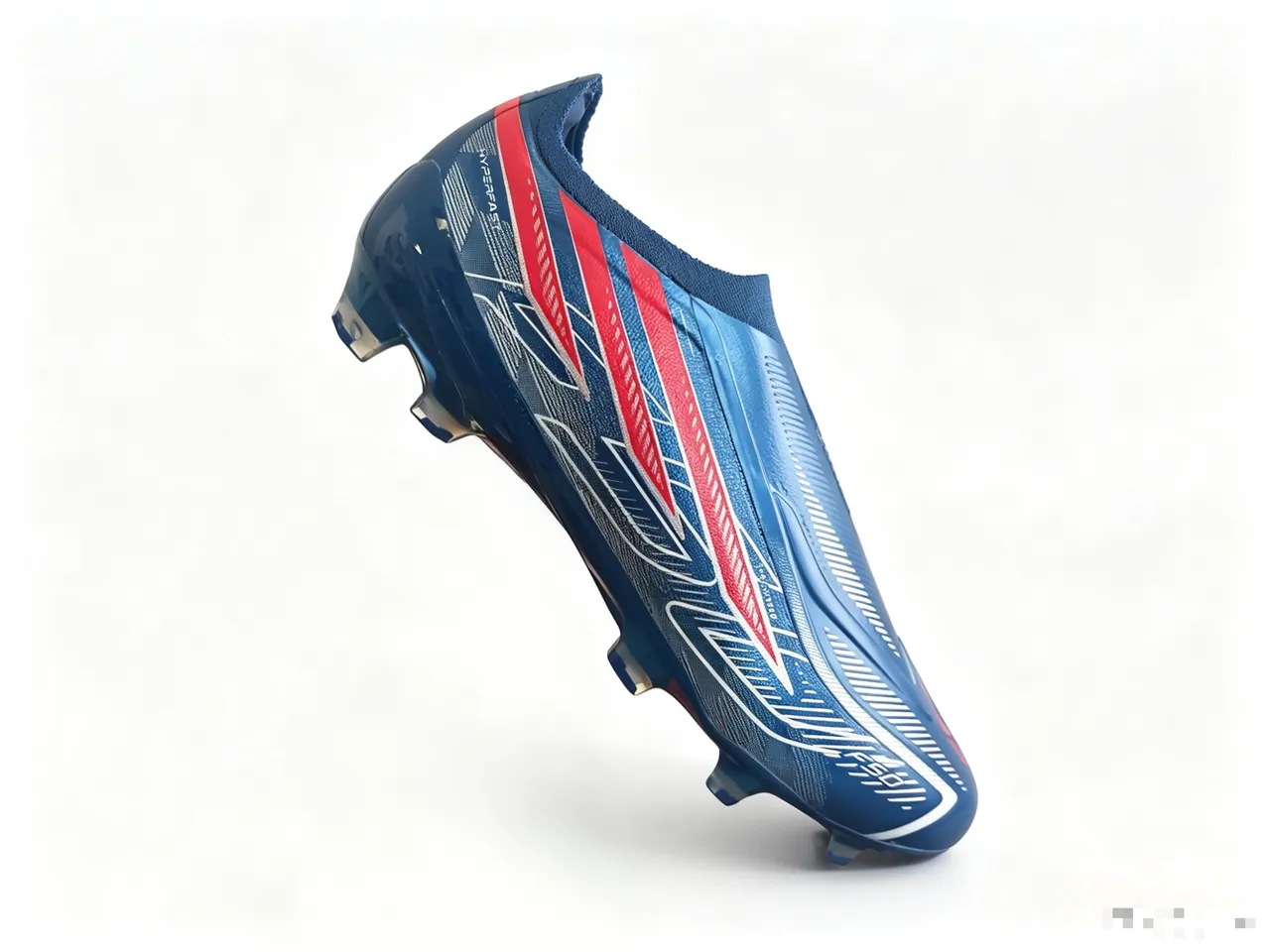 Puma Blue Red Low-Cut Sock-Fit Upper Iridescent Thermoplastic Outsole Firm-Ground Soccer Shoes