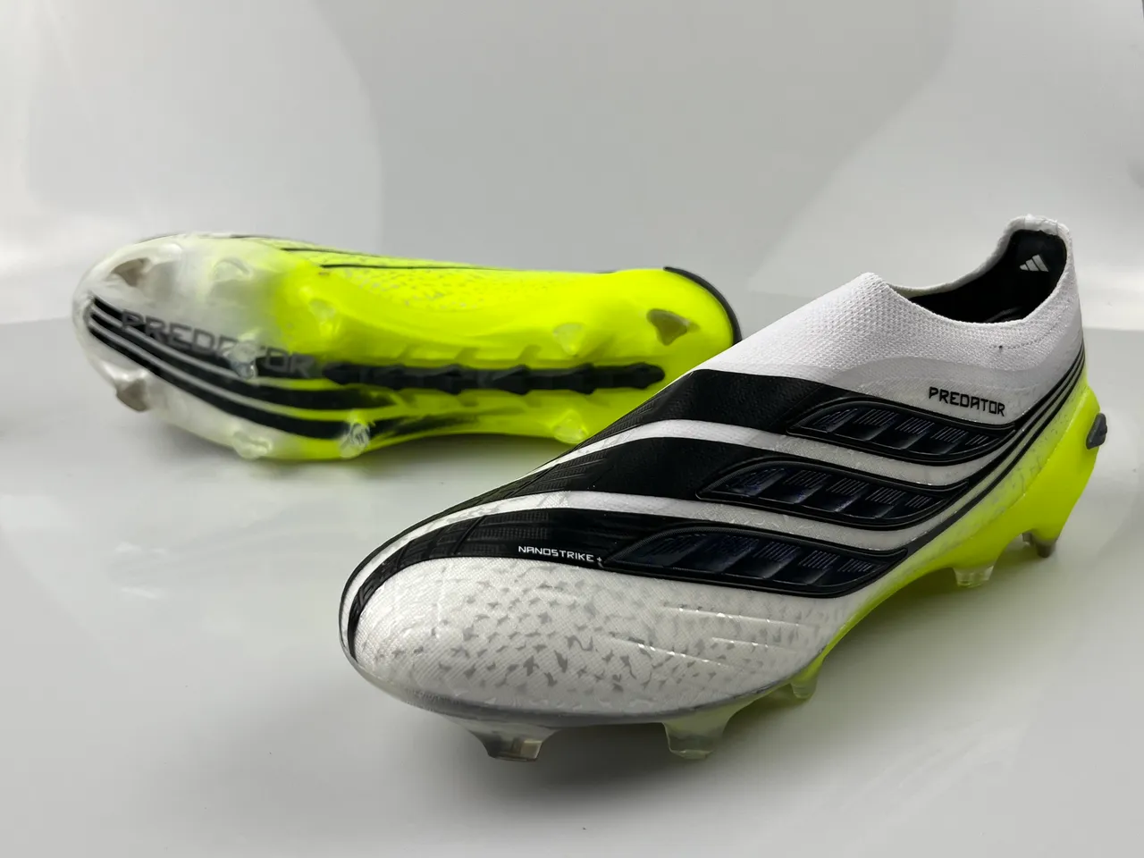 Adidas Predator Nanostrike+ White Black Neon Yellow Firm-Ground Soccer Shoes