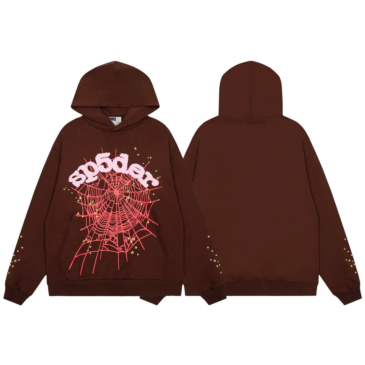 Sp5der Brown Pink Graphic-Print Oversized Fit Tracksuit