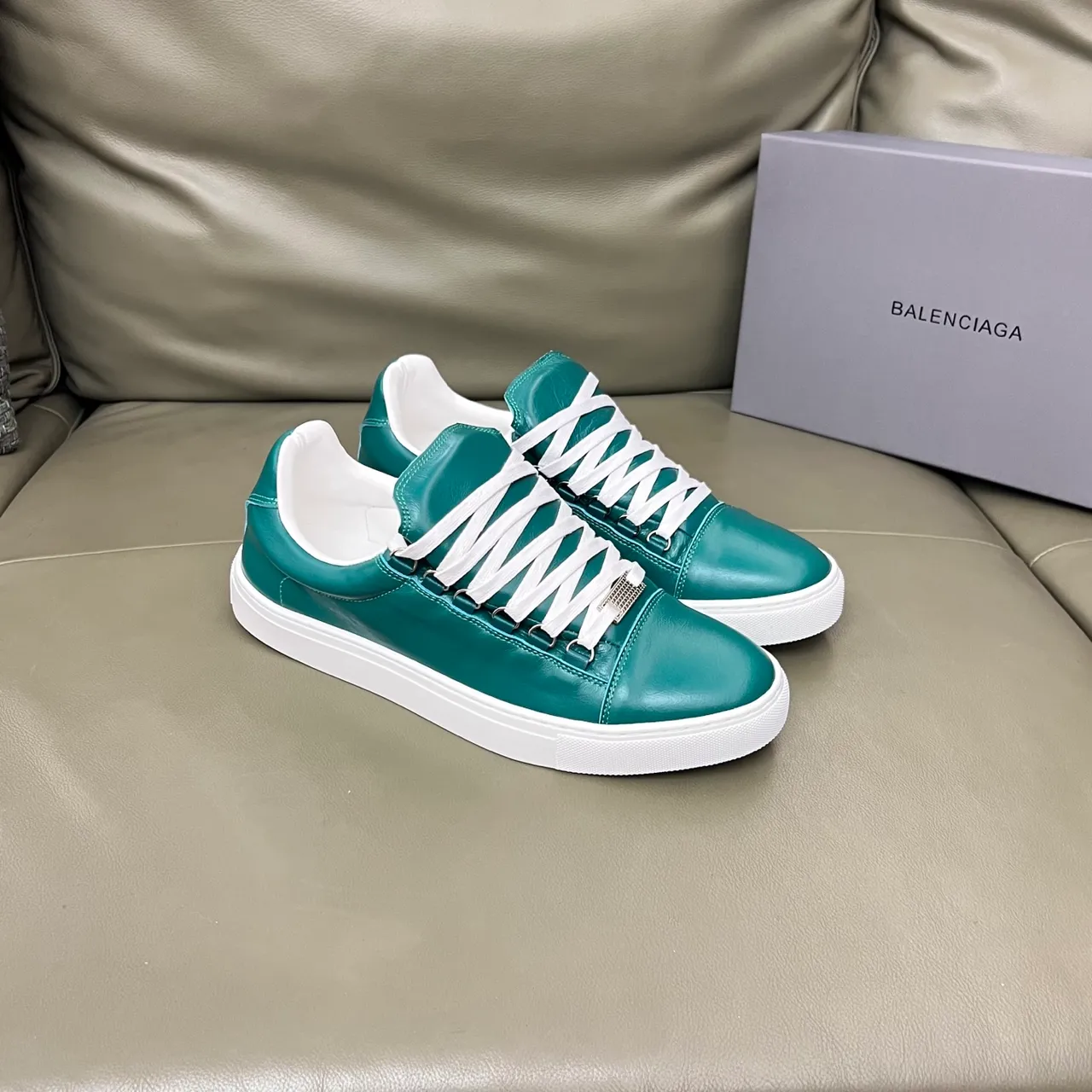 Balenciaga Le City Teal Green and White Lifestyle Sneakers