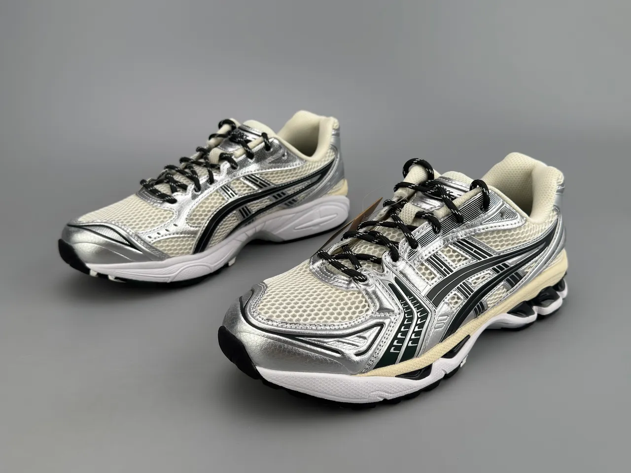 ASICS Gel-Kayano 14 Silver Black Cream Running Shoes