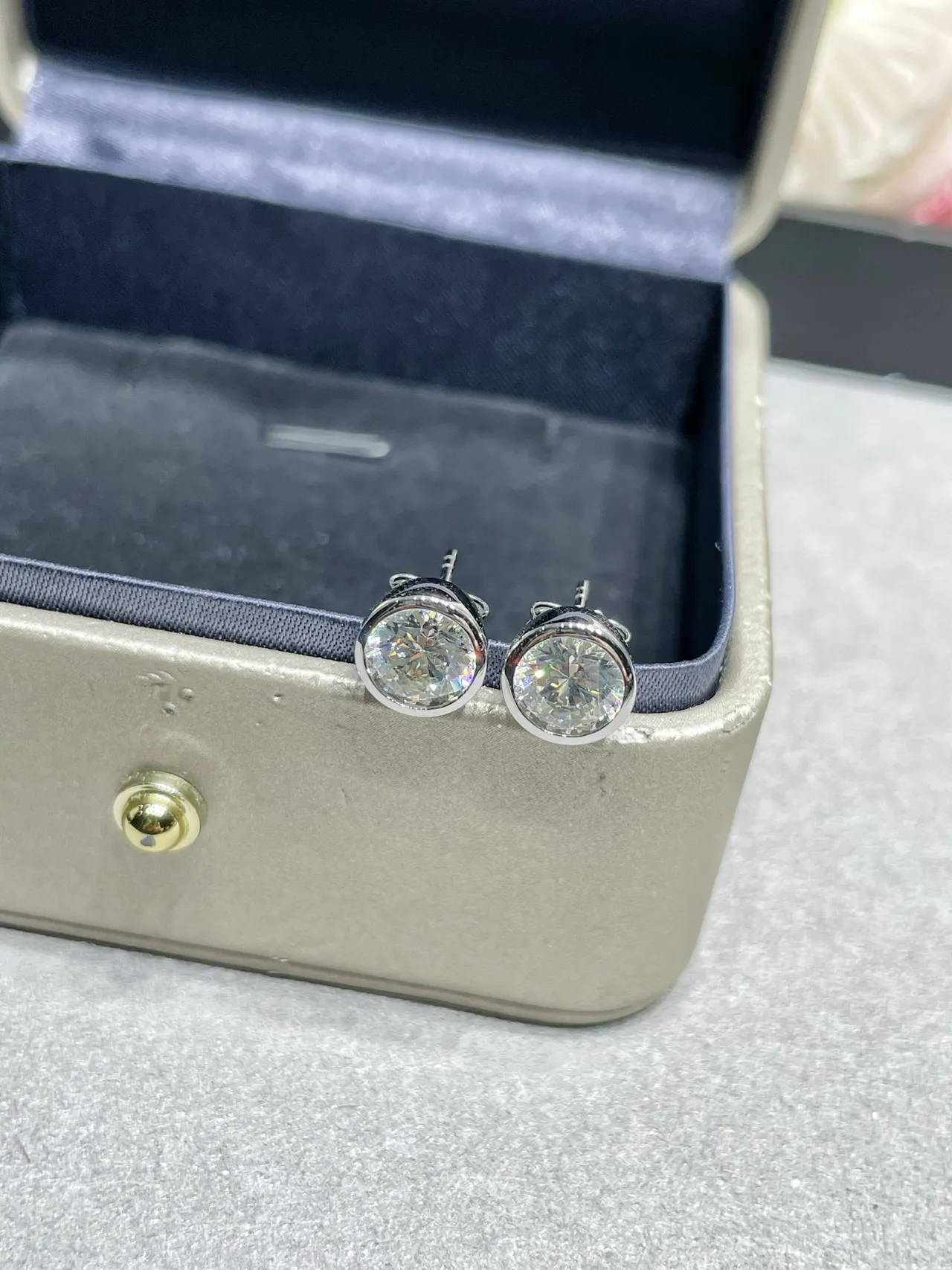 Tiffany & Co. Round Bezel-Set Brilliant-Cut Stud Earrings