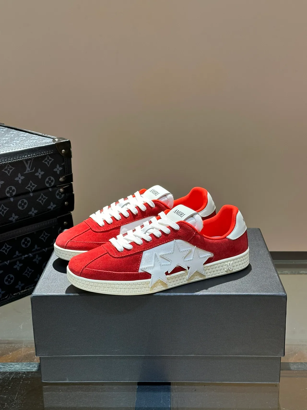 Golden Goose Super-Star Red Suede Star Appliqué Lifestyle Sneakers