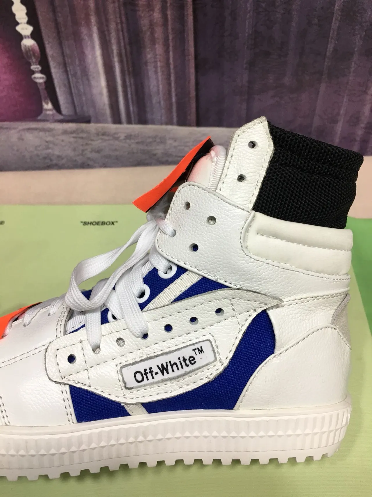Off-White The Ten Blue High-Top Layered Leather And Textile Lifestyle Sneakers