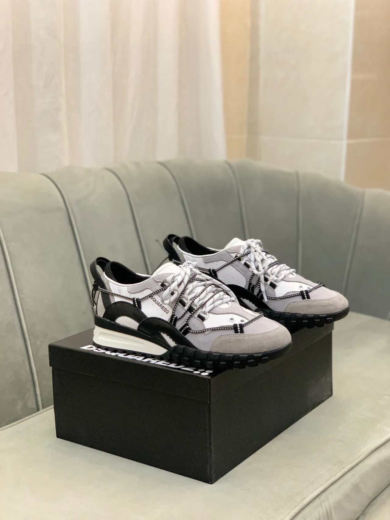 Dsquared2 ICON Multi-Strap Gray White Black Chunky Sneakers