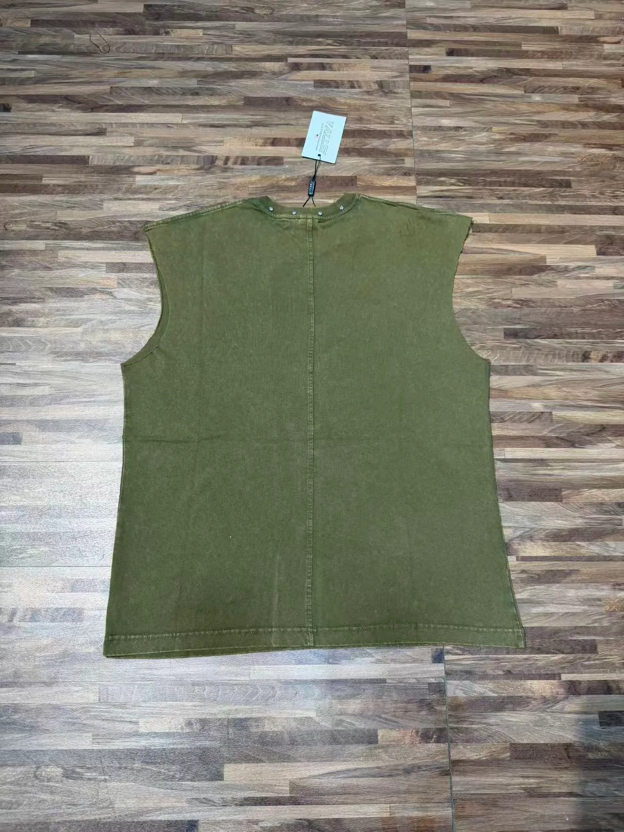 Army Green Black Sleeveless Graphic-Print Vest Top