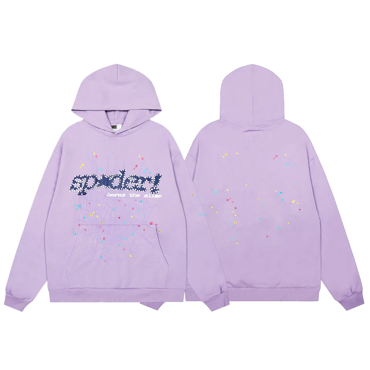 Sp5der Spider! Here's The Slime Blue Multicolor Oversized Fit Graphic-Print Tracksuit