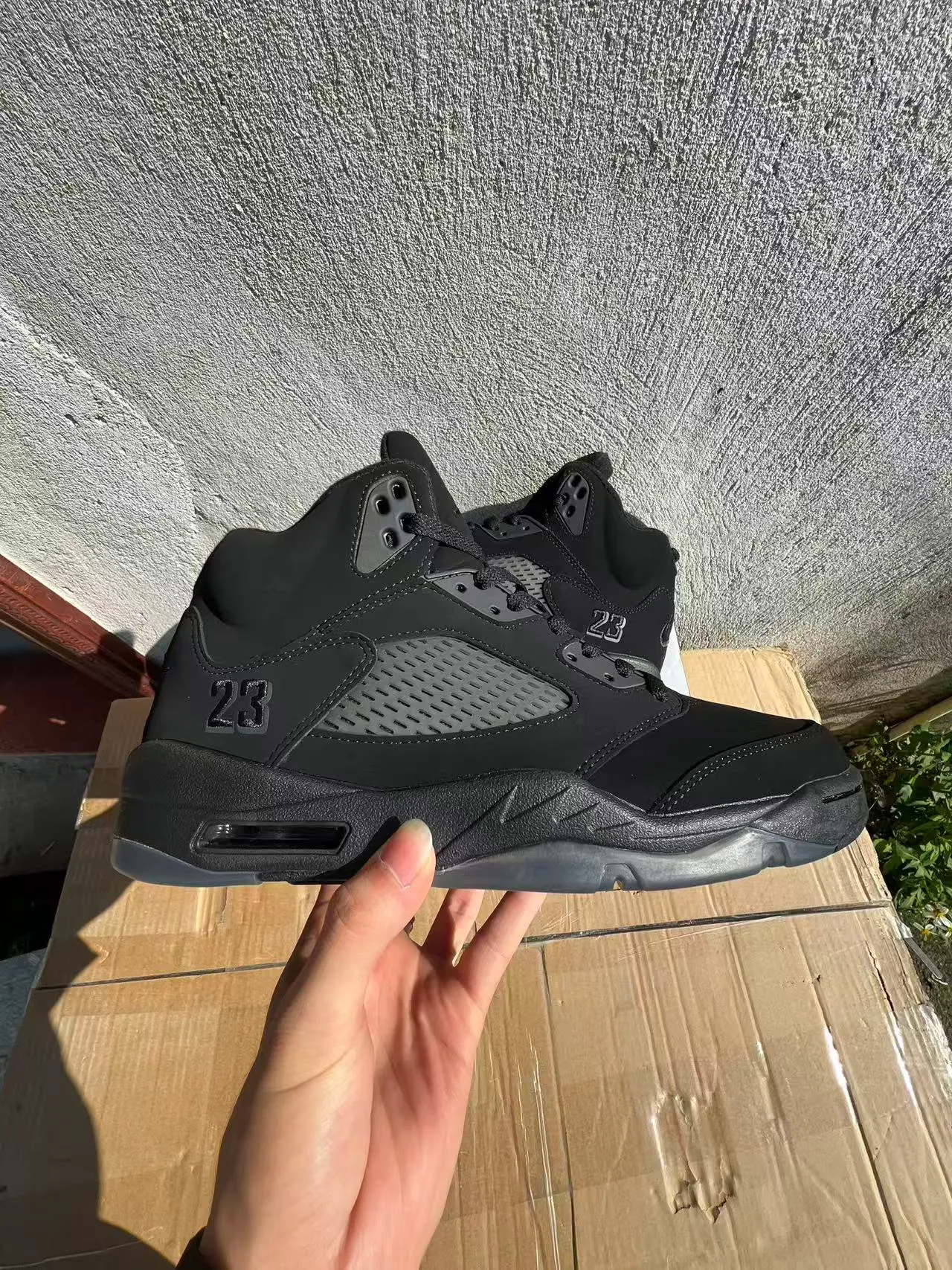 Air Jordan 5 Monochrome Black Basketball Shoes