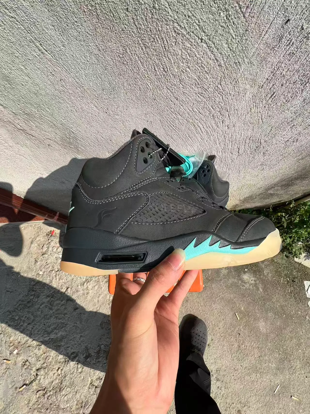 Nike Air Jordan 5 Black Teal Gum Basketball Shoes