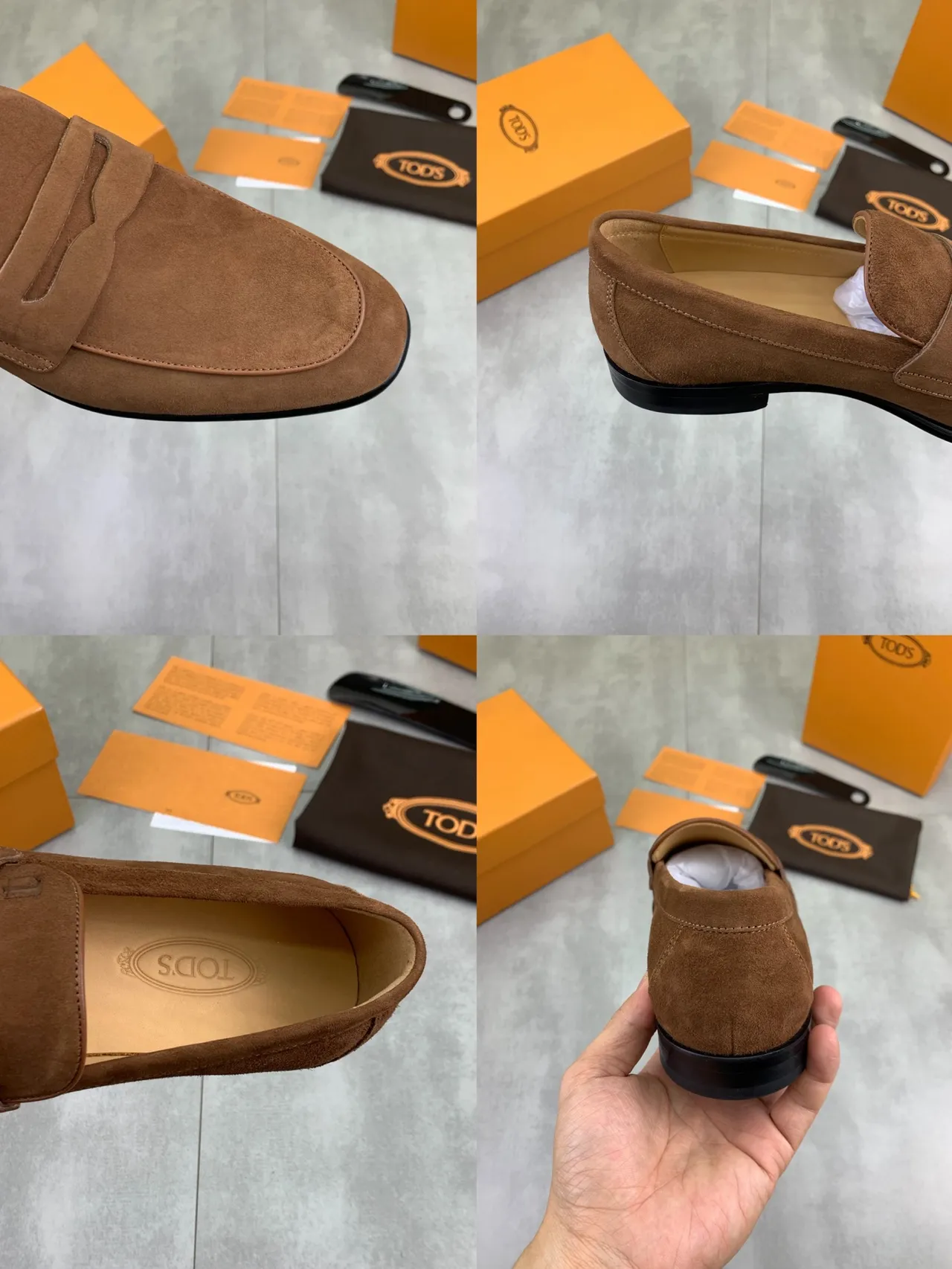 Tod's Brown Black Suede Upper Penny Strap Loafer