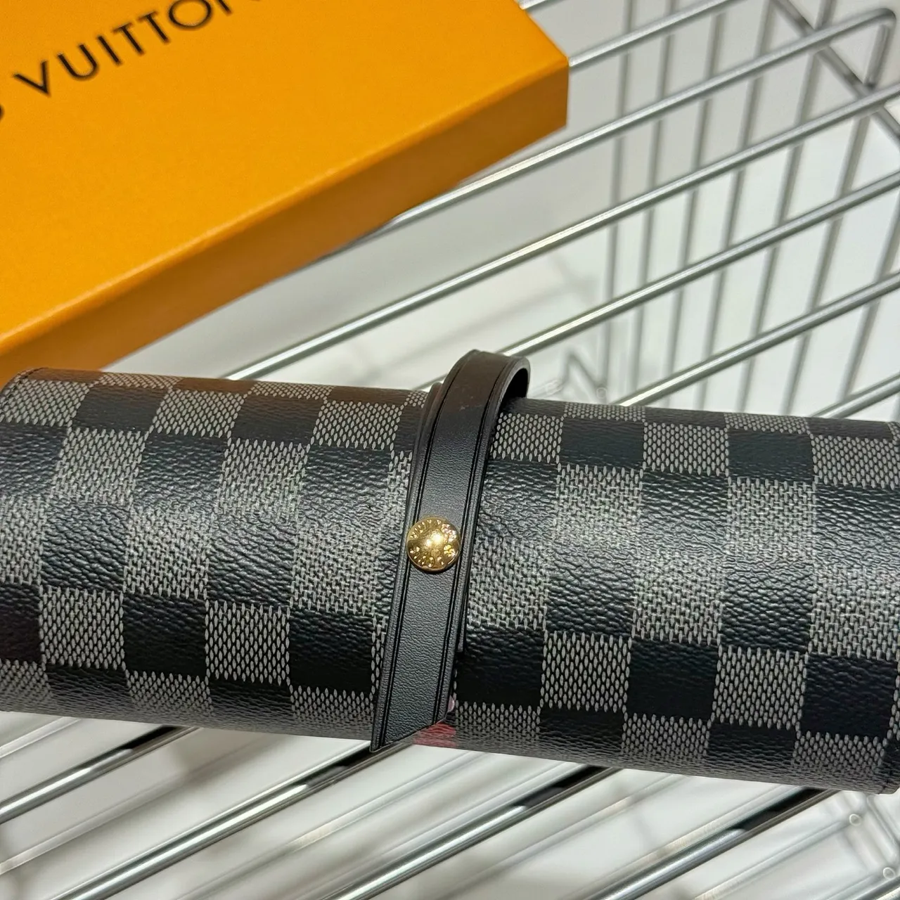 Louis Vuitton Black Gray Damier Graphite Canvas Cylindrical Roll-Up Silhouette Handbag