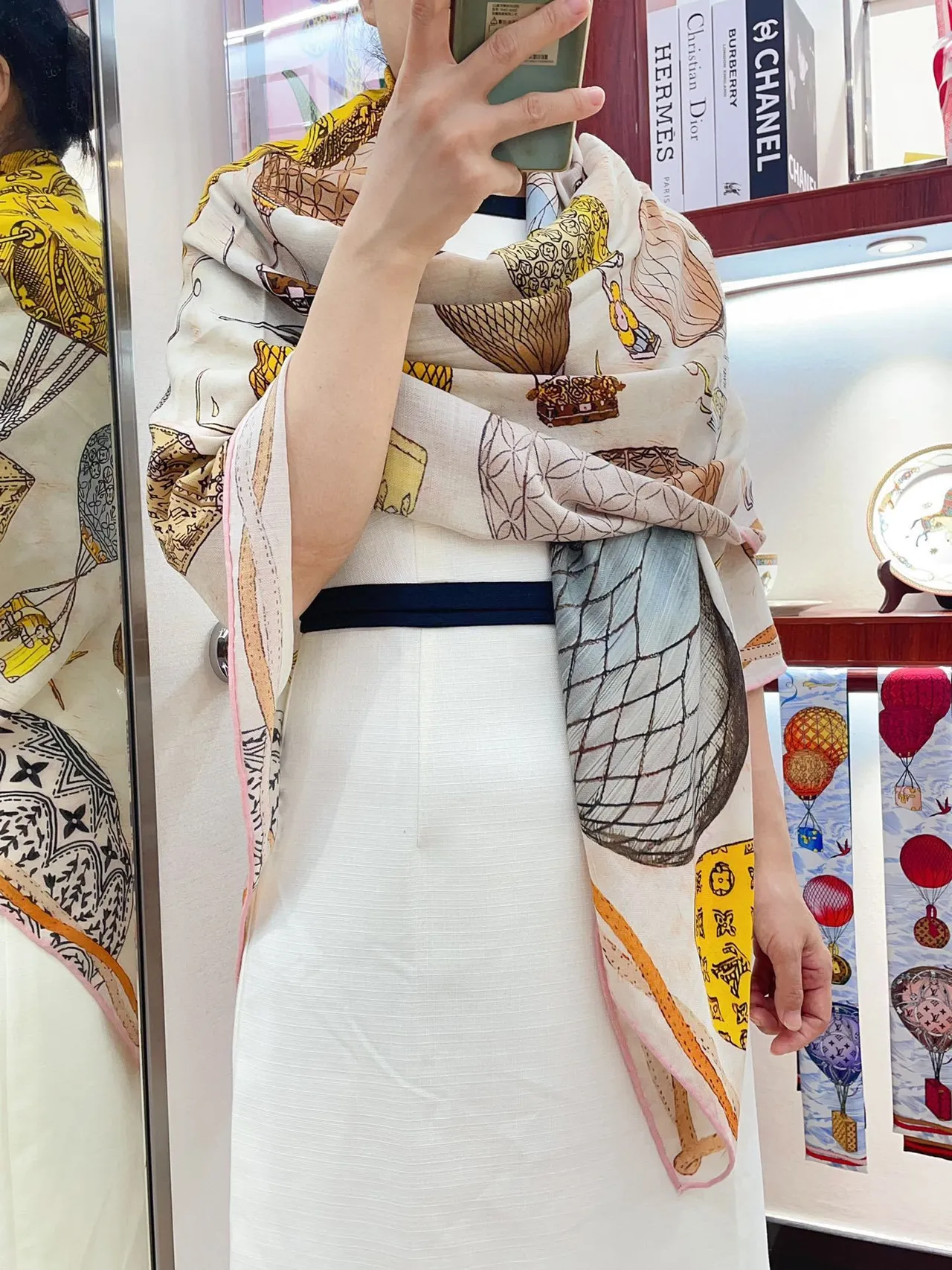 Louis Vuitton Illustrated Print Silk Scarf
