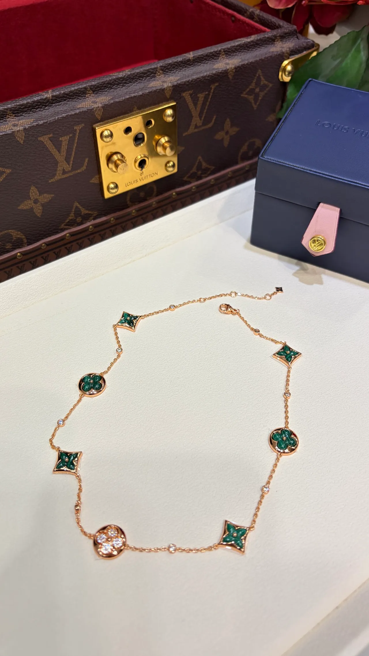 Louis Vuitton Contemplation Green Enamel and Diamond Necklace