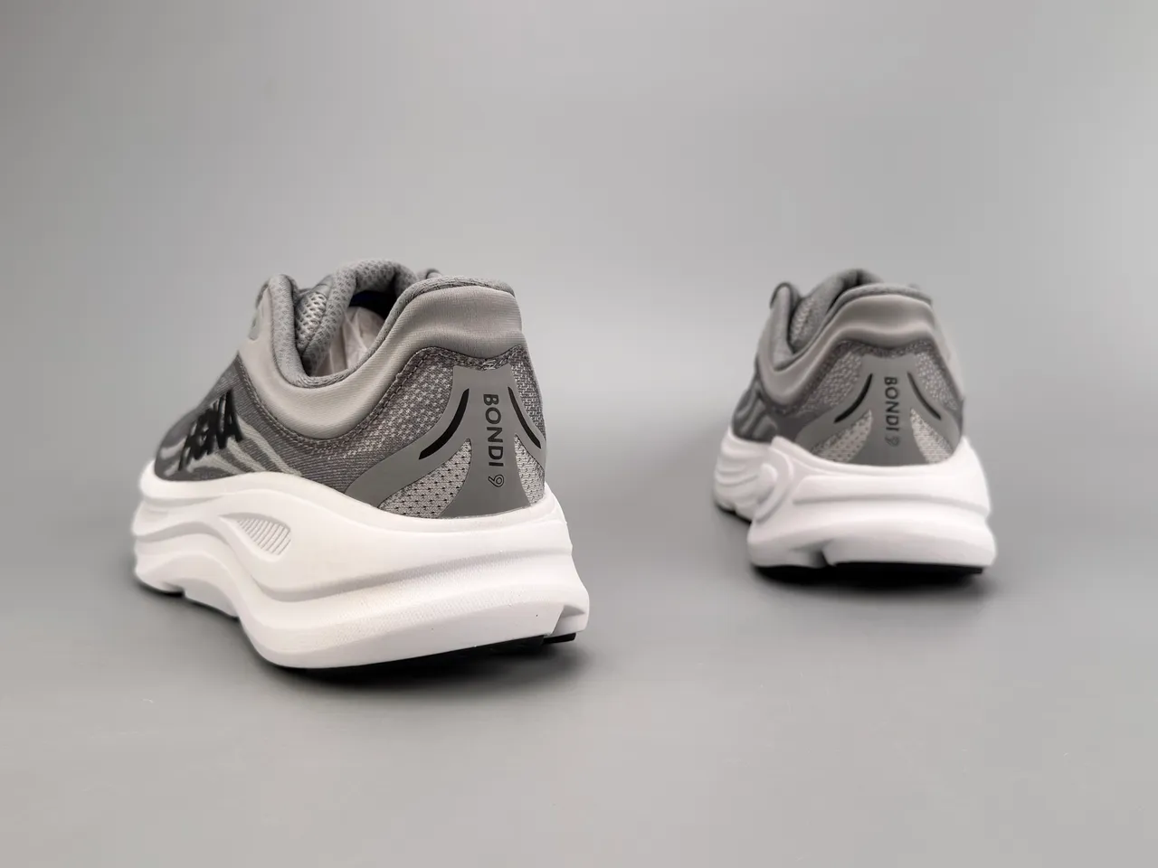 Hoka Clifton Gray White Engineered Knit Upper Thick Midsole Running Shoes