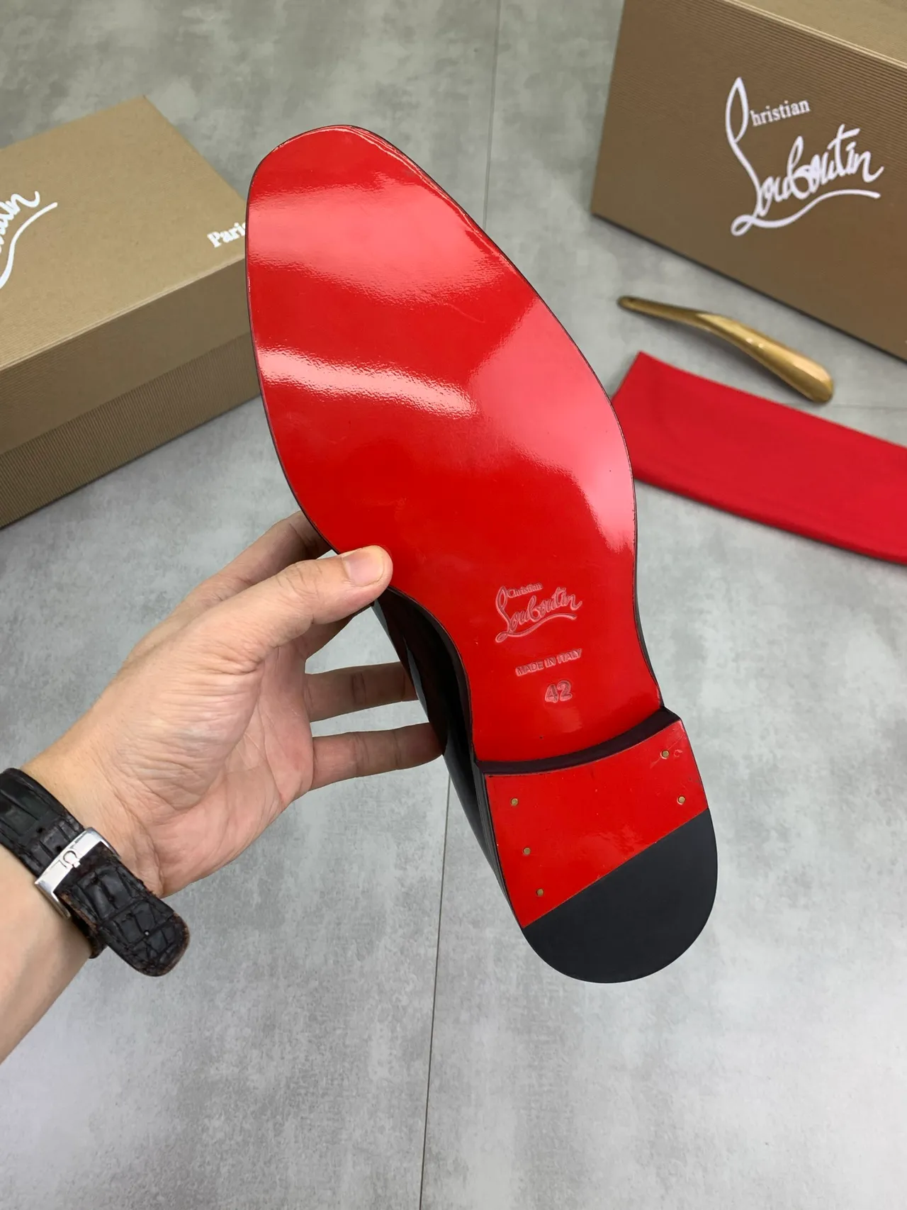 Christian Louboutin Glossy Patent Black Cap-Toe Oxford Shoes