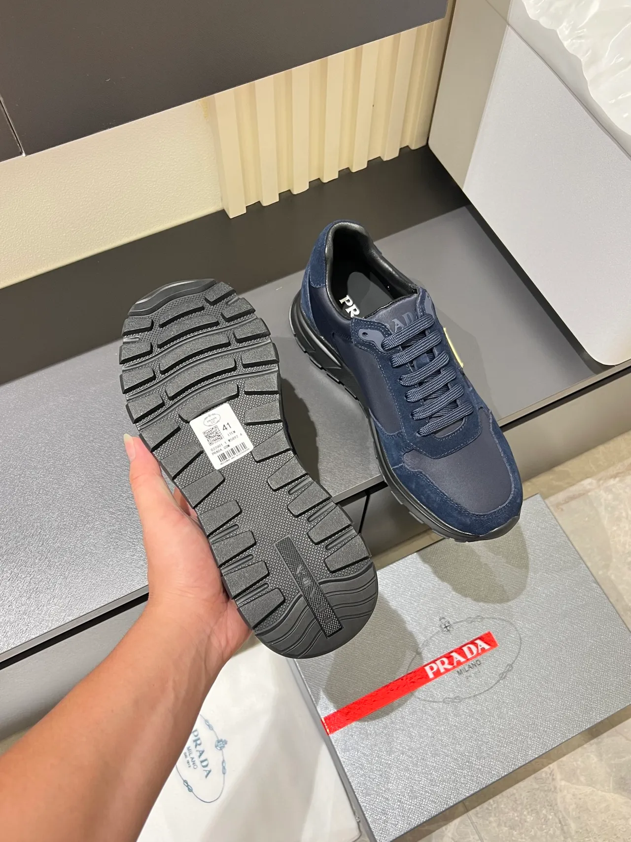 Prada Cloudbust Navy Blue Suede and Leather Lifestyle Sneakers