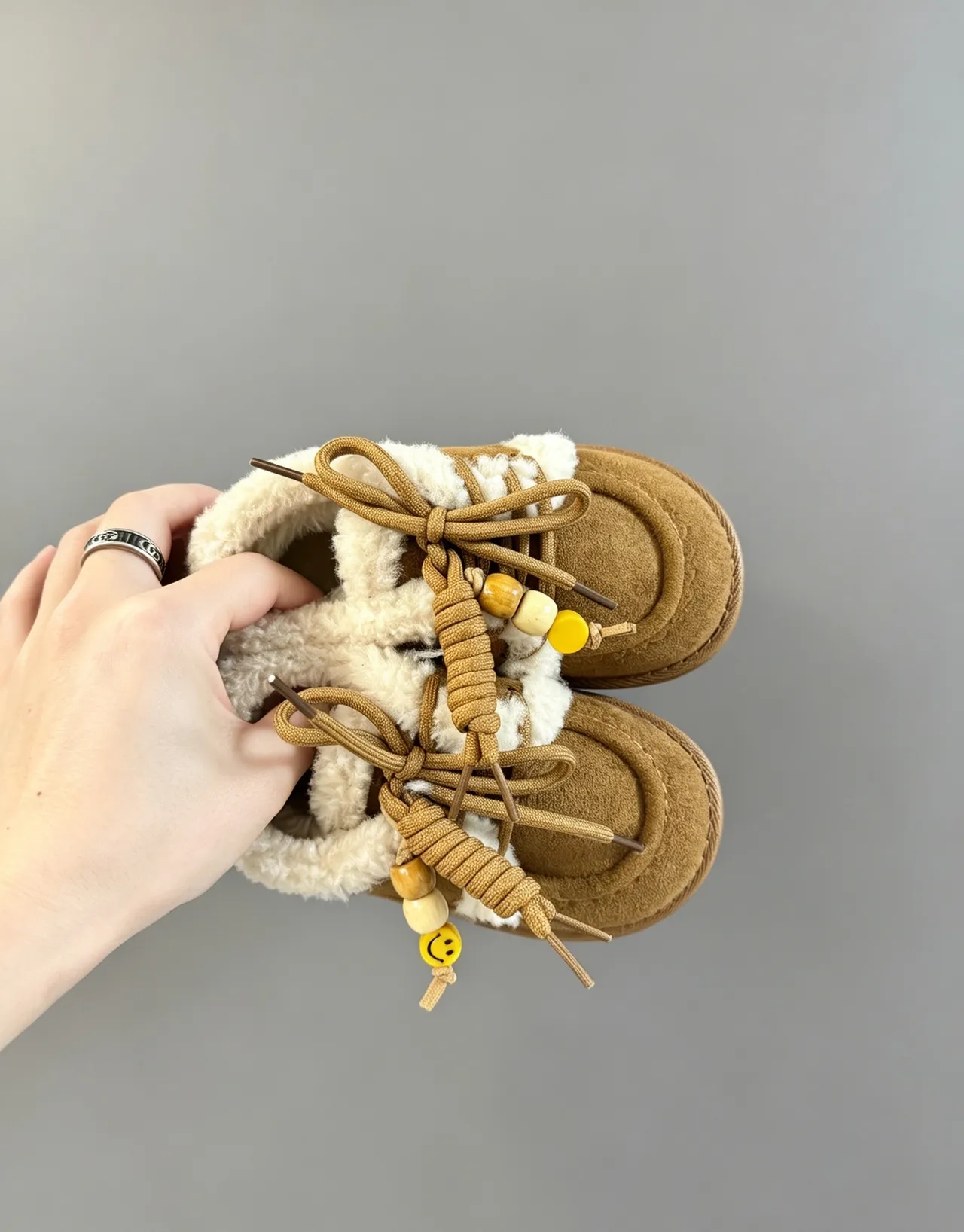 UGG Brown Beige Suede Upper Shearling Lining Snow Boots