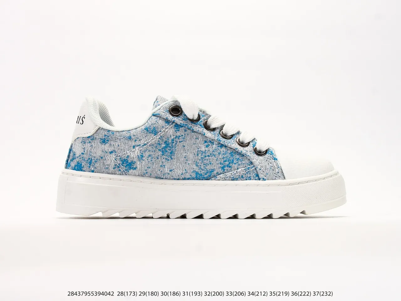 Purple and White Abstract Print Platform Sneakers