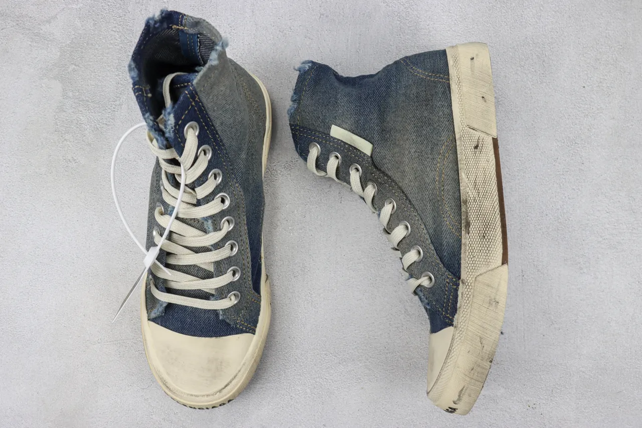 Converse Blue Beige Denim Upper High-Top Lifestyle Sneakers