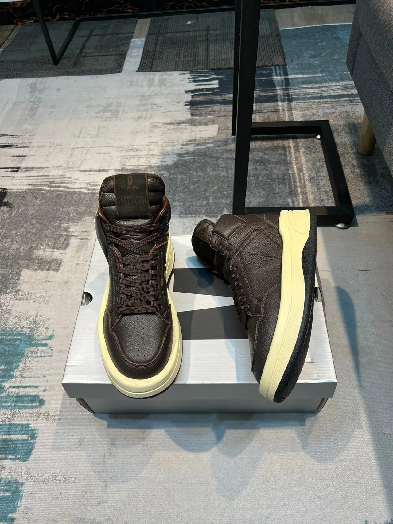 Converse Brown Beige High-Top Pebbled Leather Lifestyle Sneakers