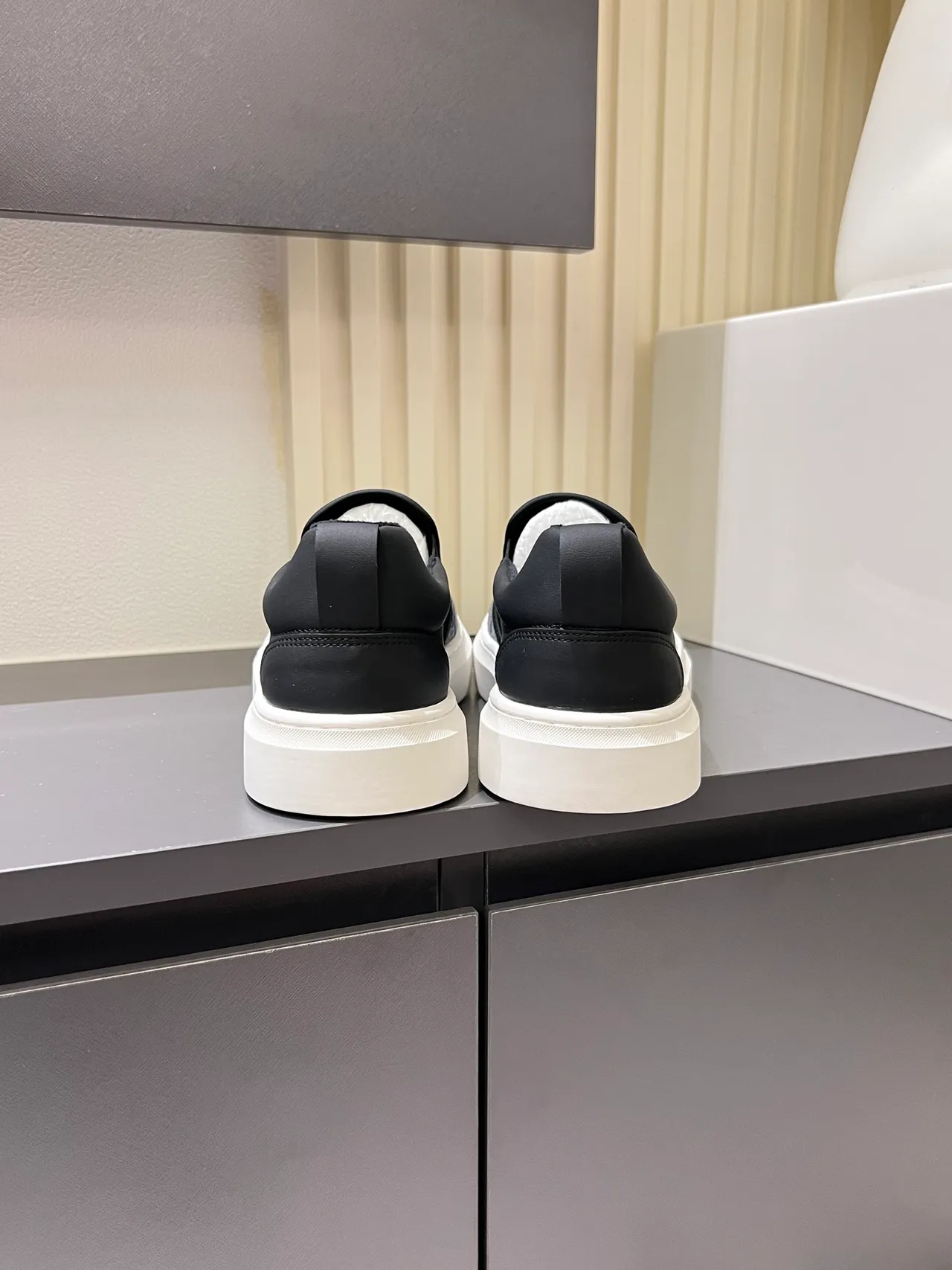 Supreme Slip-On Monogram Knit Gray Black White Lifestyle Sneakers