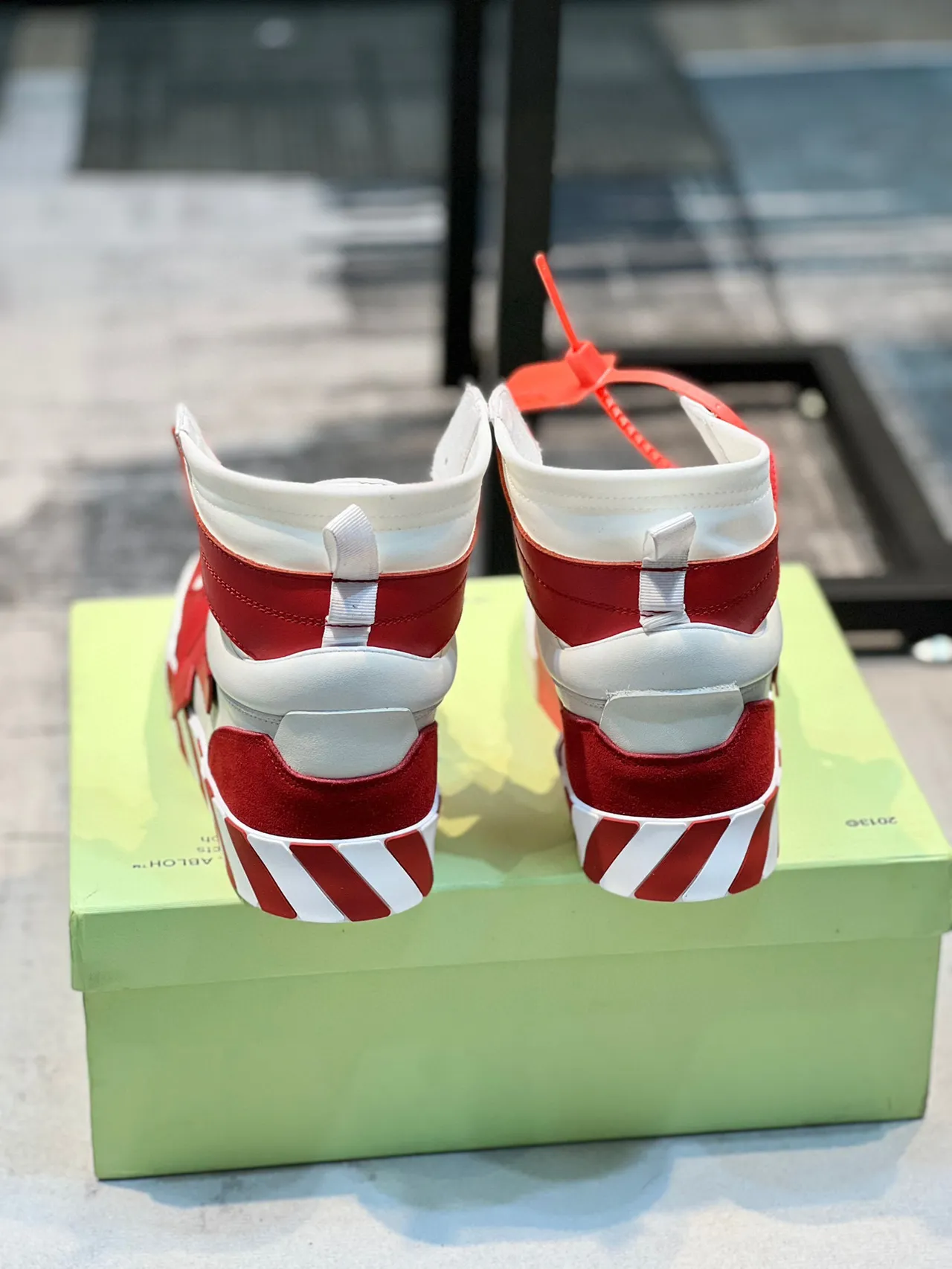 Off-White Red High-Top Industrial Zip-Tie Strap Lifestyle Sneakers